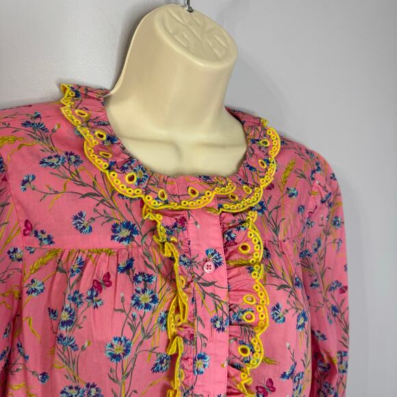 J. Crew Cotton Poplin Ruffle Blouse in Liberty® Wheat Bouquet floral print XXS - Picture 3 of 11